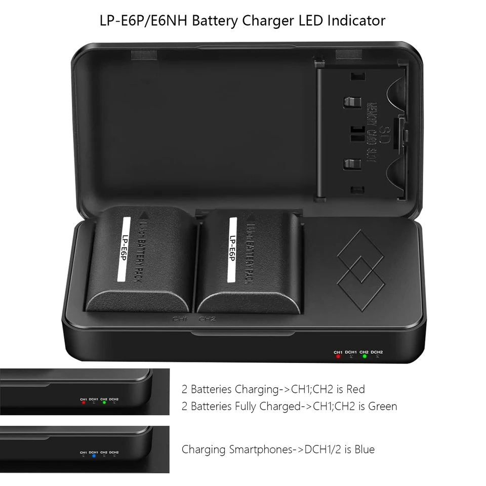 キヤノン用バッテリー充電器ケース,eos r r5 r5 ii r6 r6 ii r7 5 ii d