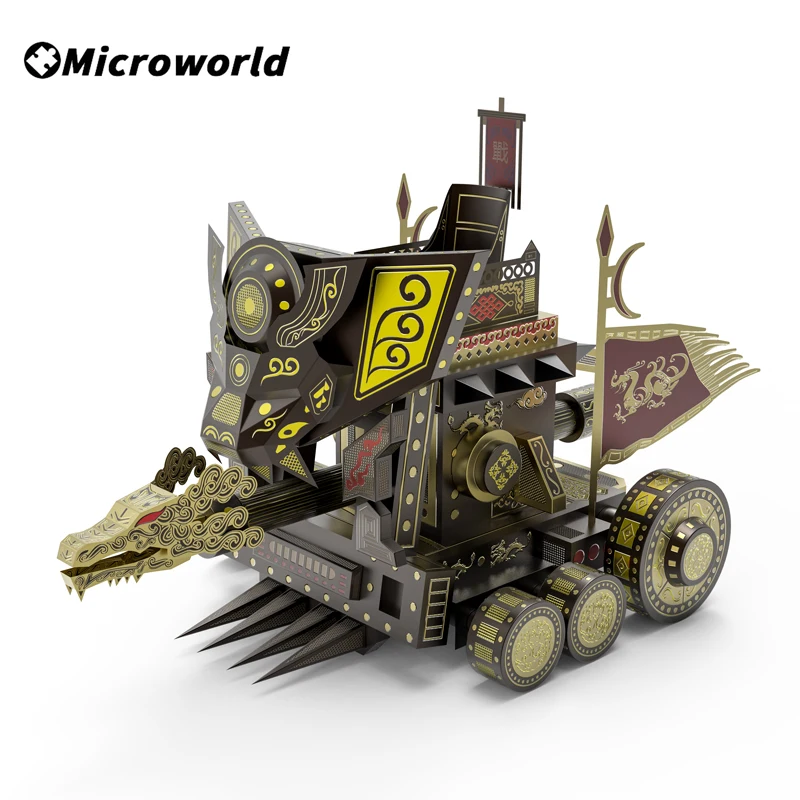 Microworld 3D Metal Puzzle Tiger Hammer Model Ancient Classic Chariots DIY Jigsaw Assembly Toy Christmas Gift For Children Teen