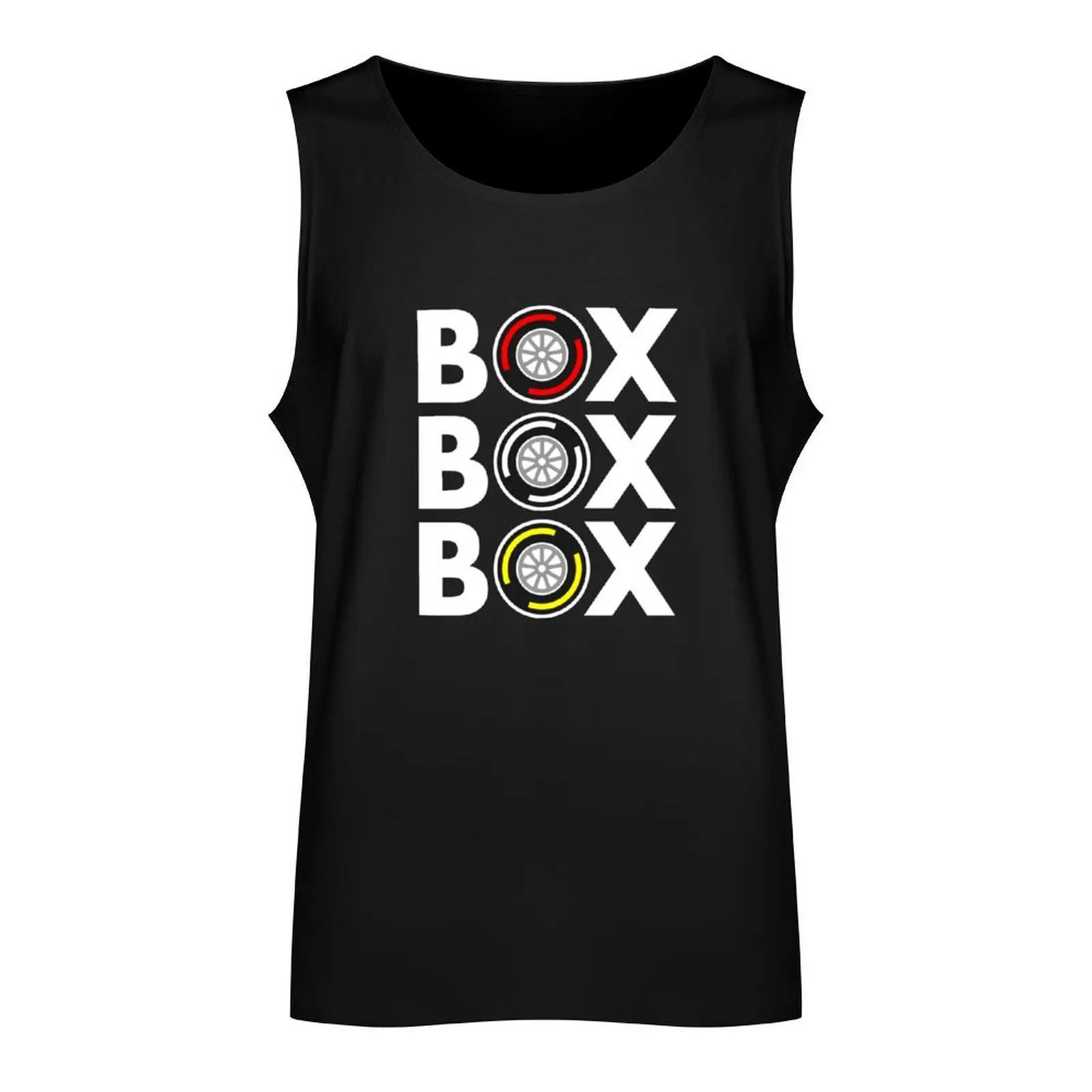 Box Box Box F1 Tyre Compound White Text Design Tank Top gym t-shirts basketball sleeveless man shirts sexy clothes men