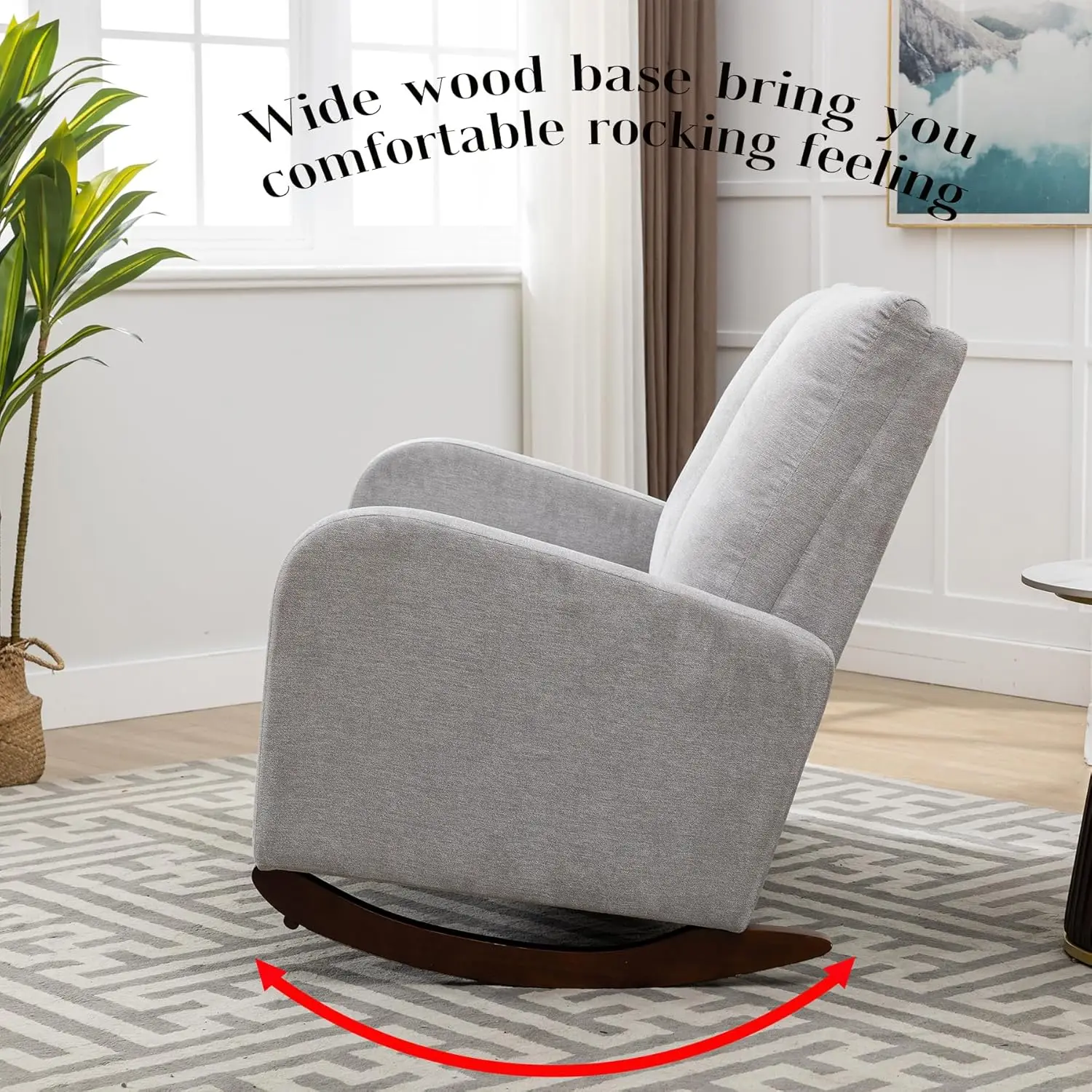 Dolonm Moderne Kinderkamer Schommelstoel Gestoffeerde Dubbele Brede Rocker Fauteuil Ontspannen Bank Loveseat Hoge Rugleuning Accent Zweefvliegtuig