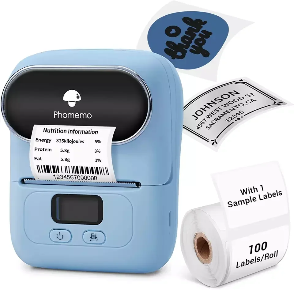 

Phomemo M110 Portable Blue tooth Thermal Sticker Machine Barcode Label Maker Printer for Android & IOS Square Adhesive Printing