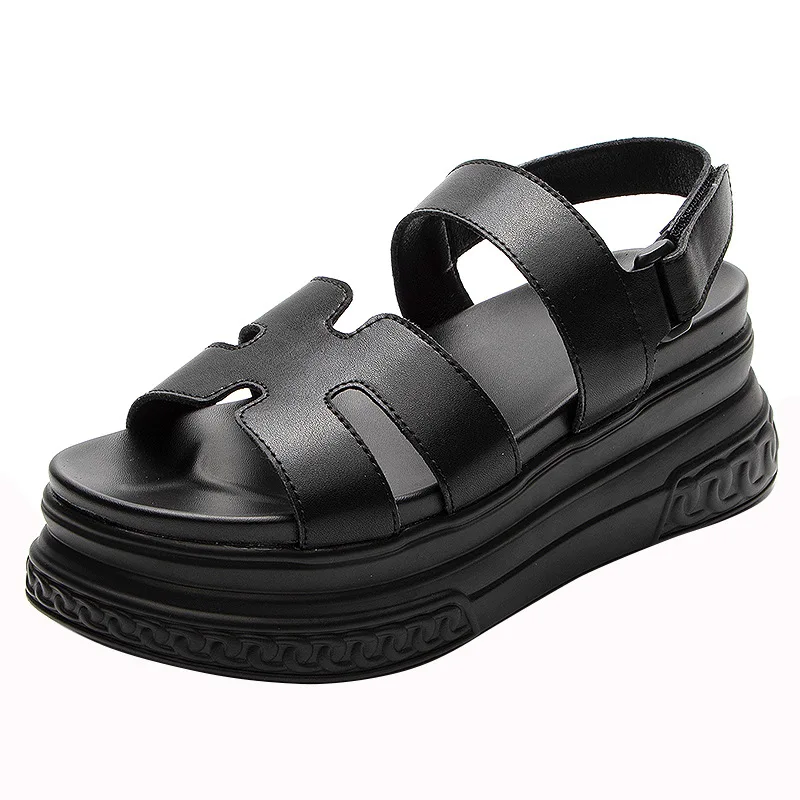 7cm Luxus Designer 2024 Mode Leder Frauen Plattform Sandalen klobige Sport keils chuhe für Frau Sommer Studenten Schuhe groß