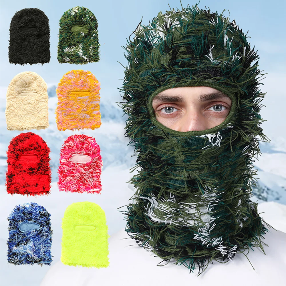 Winter Balaclava Mask Full Face Cover Windproof Thermal Ski Mask Outdoor Halloween Style Knit Headgear