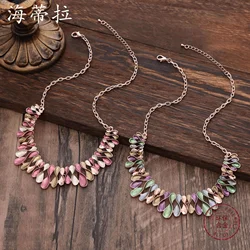 Colored Oil Geometric Hollow Petal With Fashionable And High-End Feel, Women's Versatile Necklace