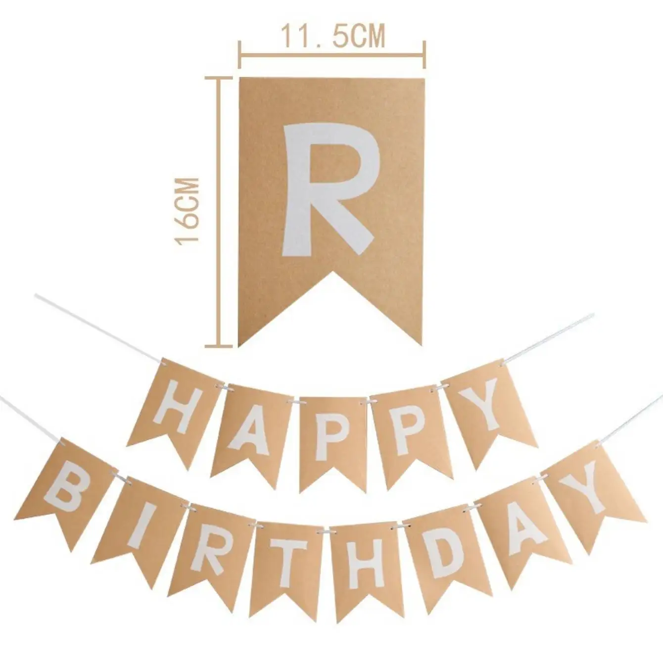 New Happy Birthday Decoration Birthday Party Bunting Garland Baby Shower Supplies Kraft Paper Banner Decoration Happy Birthday