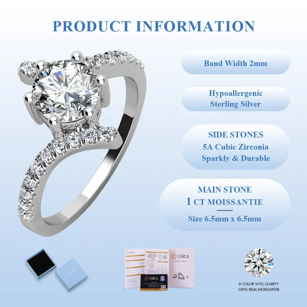 

Luxury 925 Sterling Silver Moissanite Ring Cushion Cut 18k White Gold Plated Fine Jewelry Anniversary Gift for Wife