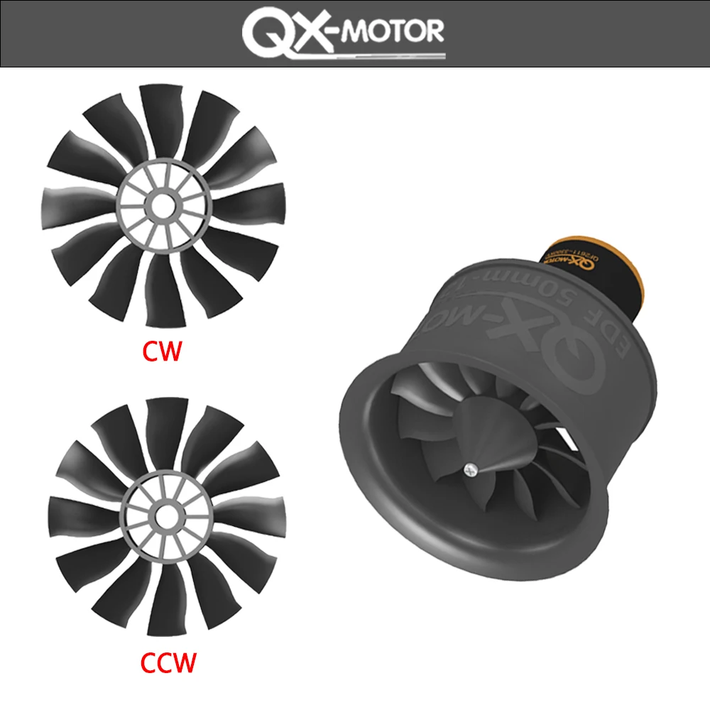 QX-MOTOR EDF 12 블레이드 덕트 선풍기 QF2611 3300/4000/4600/5000KV CW/CCW 브러시리스 모터, 리모컨 장난감 부품, 50mm