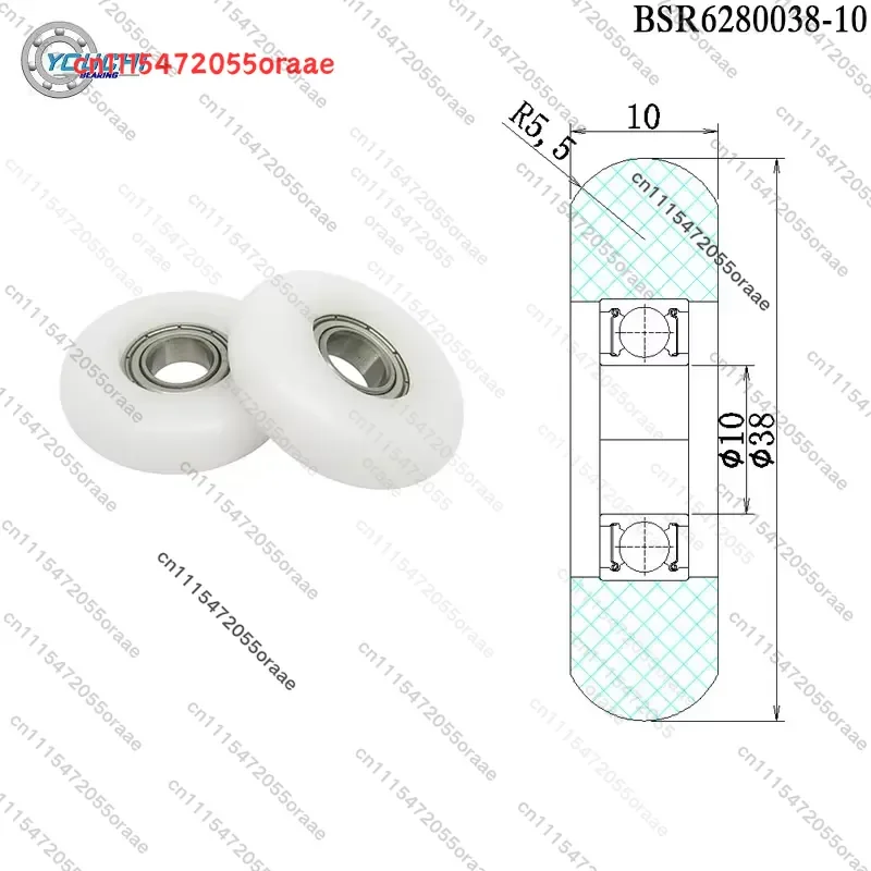 4pcs 10x38x10 Rowing Machine Rollers BSR6280038-10 OD 38mm POM Rower Wheel Plastic Coated Bearing Wheels 10*38*10