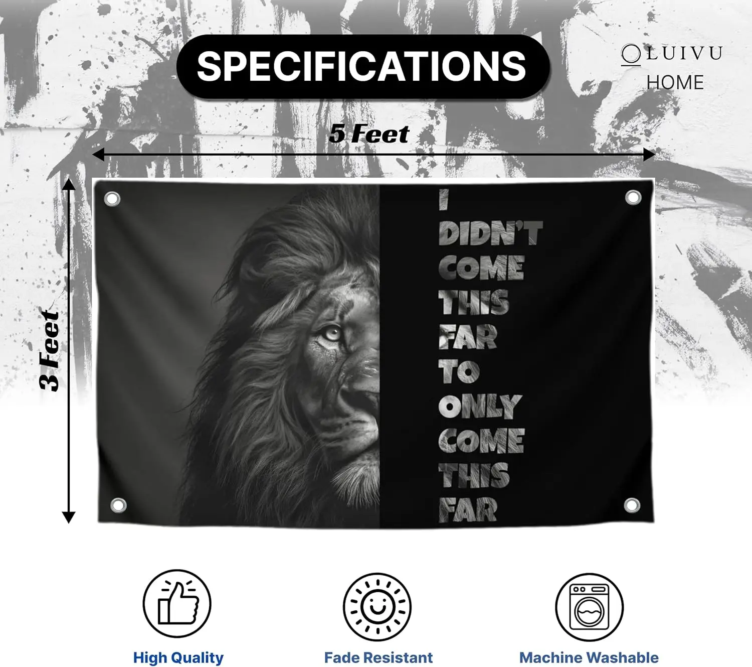 Lion Wall Art Banner Motivational Decor Sign Inspirational Quote Journey Determination Gift for Men