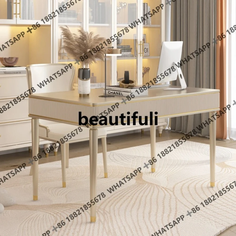 

American light luxury solid wood desk computer desk chair combination modern simple desk small apartment