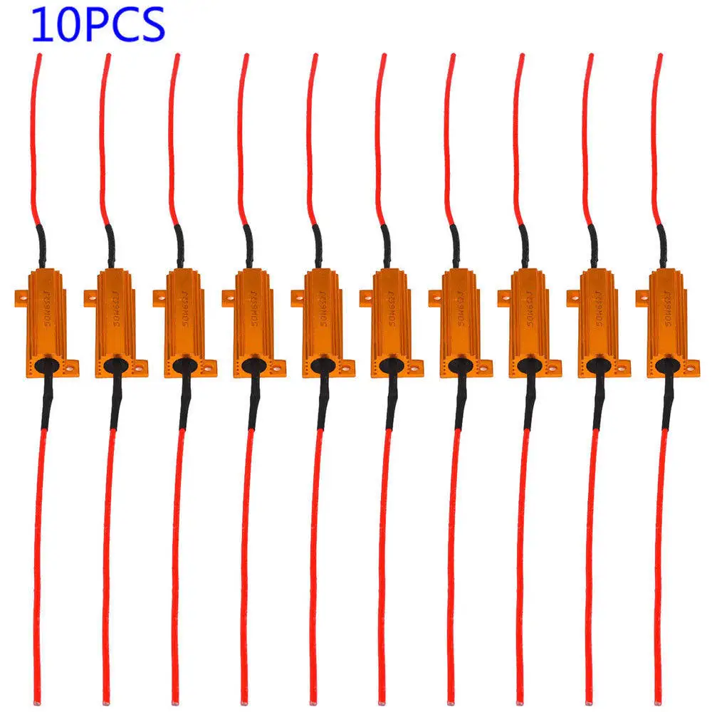 

10 Pcs 50W 6ohm Load Resistor For Hyper Flash Turn Signal Blink Blinker LED Bulb hyper or error flashing of LED turn signal