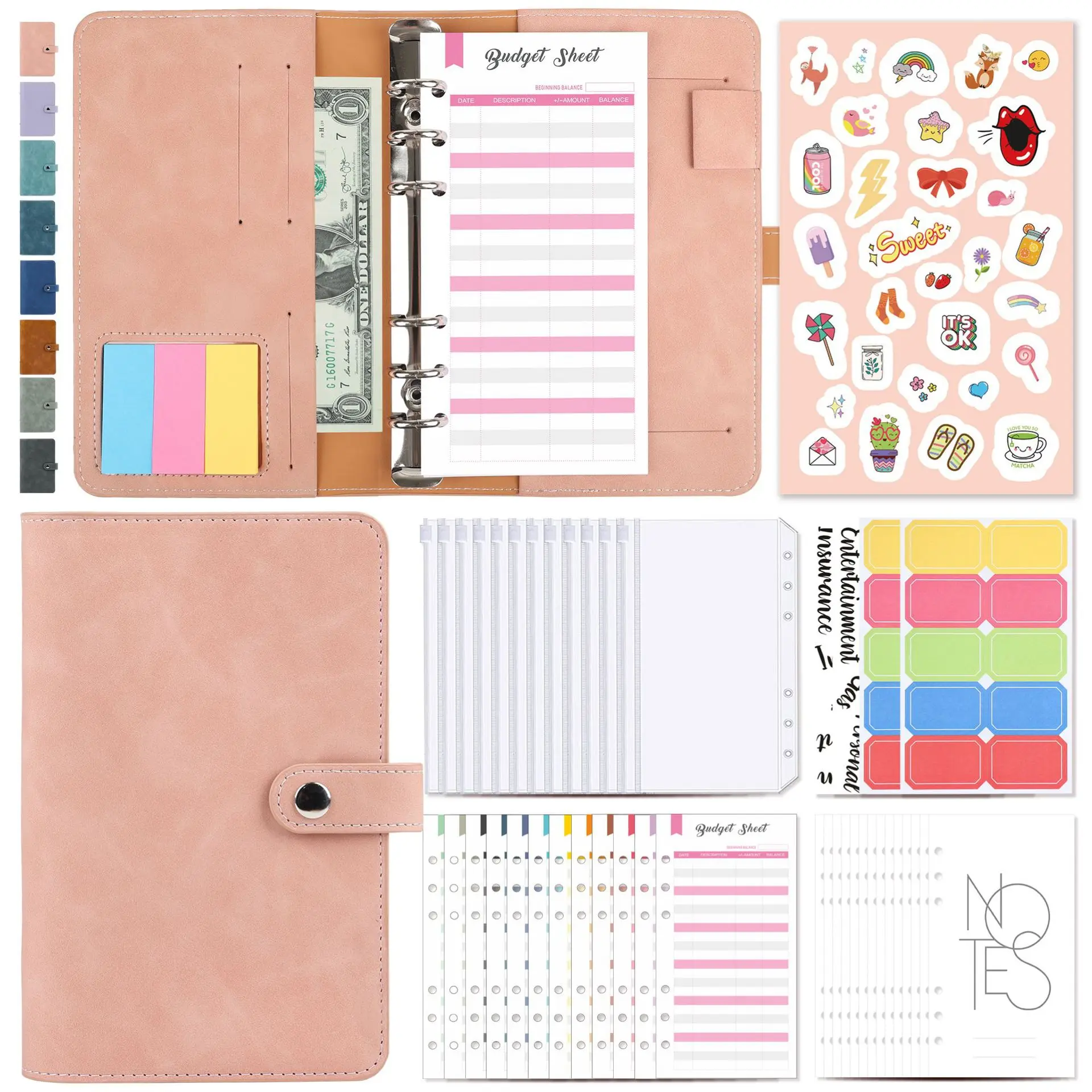 

Money Budget Planner Binder With Zipper Envelopes, Cash Envelopes For Budgeting, Money Organizer For A6 Cash Budget Binder