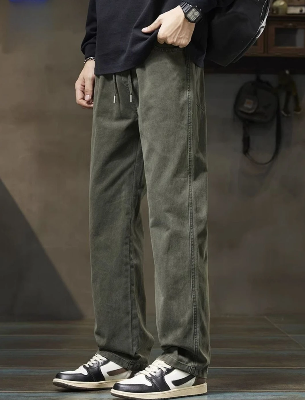 Men's Casual Pants 2026 New Autumn Streetwear Loose Straight Leg Trousers High Street Sporty Style Spring Fall
