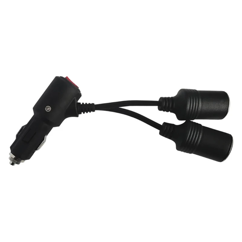 12V 24V Cigarette Lighter Splitter Adapter w/ On Off Switch, Car Cigarette Lighter 1 Male to 2 Female Sockets Y Splitter