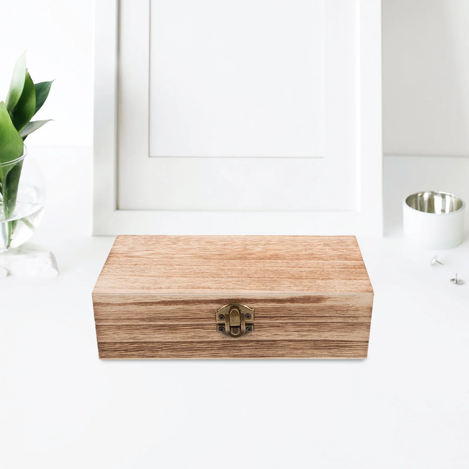 Rustic Wooden Storage Box Rectangular Jewelry Organizer Durable Lightweight Portable Sturdy Protection Exquisite Craftsmanship