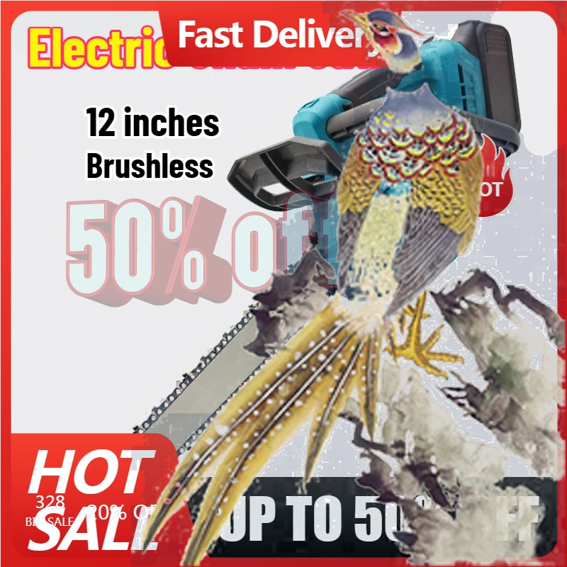 

【Fast Delivery】Power Tool Fit 12 Inches Brushless Chainsaw Cordless Electric Pruning Chain Saws For Garden Wood Cutting