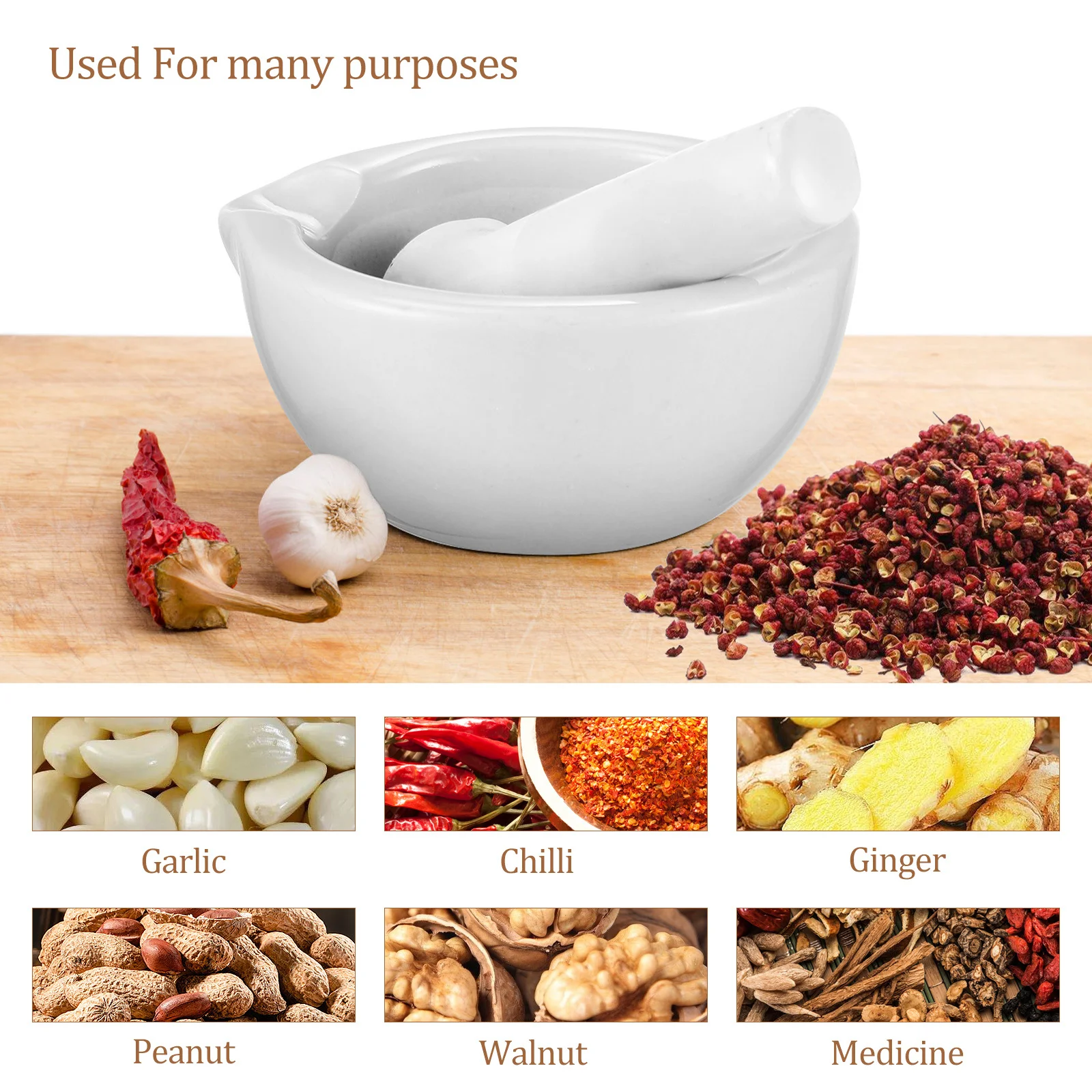 

2Sets Porcelain Mortars and Pestles Grinding Bowl Set with Pour Spout Rough Interior for Seasonings Herbs Spices Manual Grinding