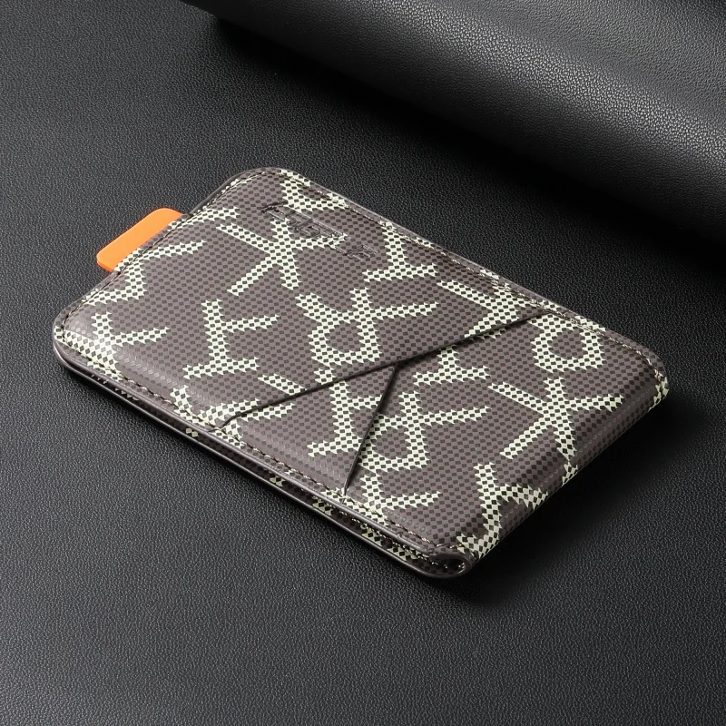 Luxury Camo Pattern Faux Leather For  MagSafe Card Holder With Stand For iPhone Samsung Series RFID Anti-Skimming Wallet