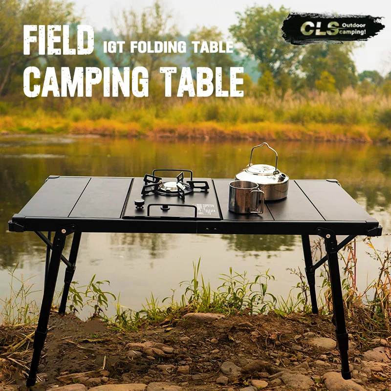 Outdoor Aluminum Plate Table Egg Roll Table Camping Folding Portable Liftable Picnic Barbecue Tables IGT Mobile Kitchen Tables