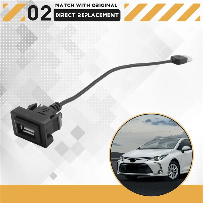 A82U-USB Dashboard Flush Port Panel Mount For Toyota Current Outlet USB Socket 2.0 Port Panel Extension Cable Adapter