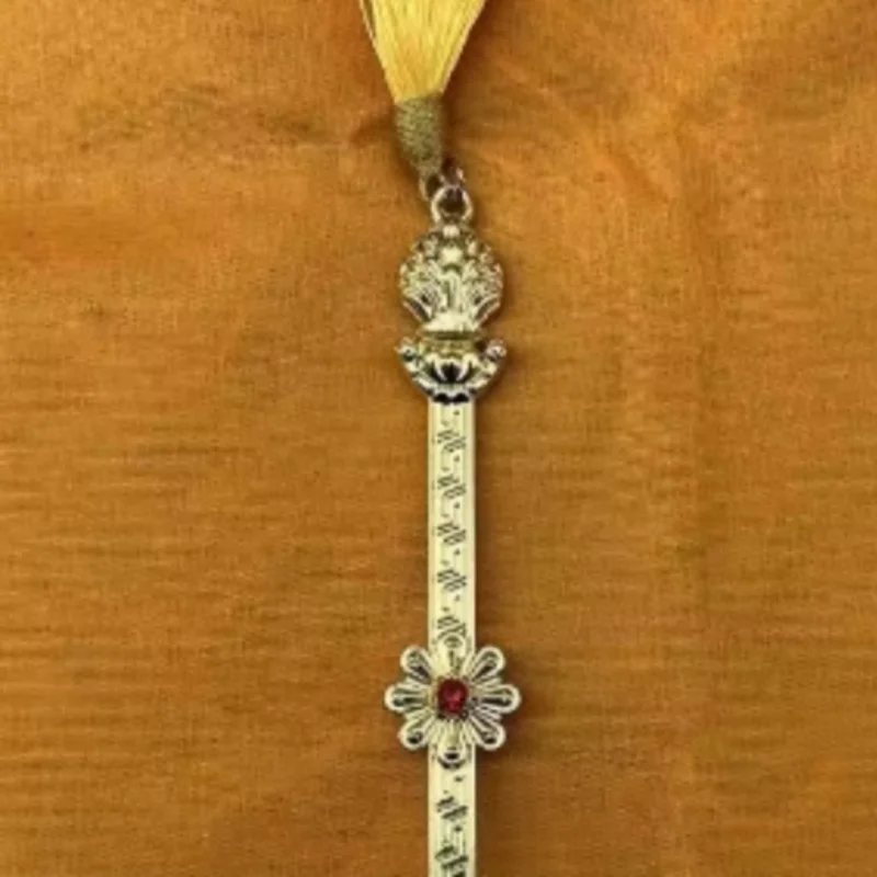 15cm Gold Buddhist Spoon Inlaid Gem Alloy Handicraft Tibetan Buddhism Consecrate