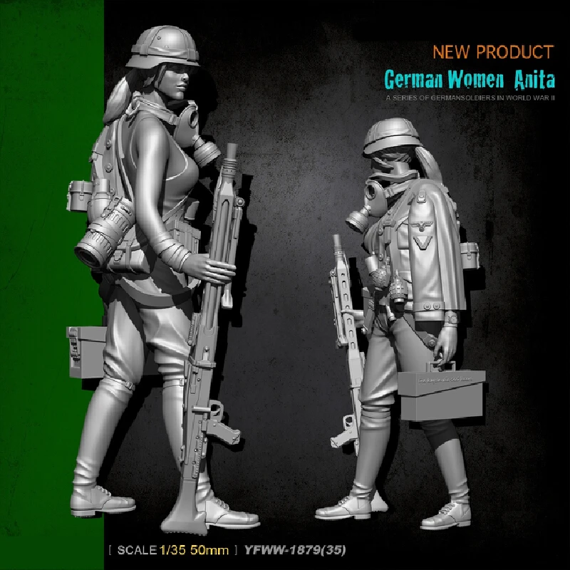 

1/35 Resin Model Figure Female Machine Gun Operator Gk Micro Miniature 3d Printed White Model Toy Unassembled And Unpainted Kit
