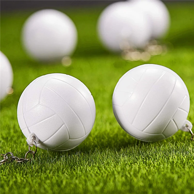 

24 Pack White Volleyball Keychains,Mini Volleyball Stress Ball Keychains,Sports Ball Keychains,School Carnival Reward