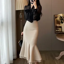 Sexy Woman Outfit Slit 2 Pieces Sets for Women Long Sleeve Skirt Festival Clothing Trend 2024 Summer Fashion Luxury Designer