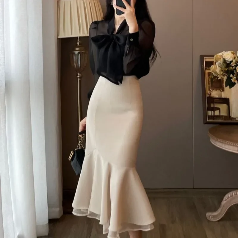 Sexy Woman Outfit Slit 2 Pieces Sets for Women Long Sleeve Skirt Festival Clothing Trend 2024 Summer Fashion Luxury Designer