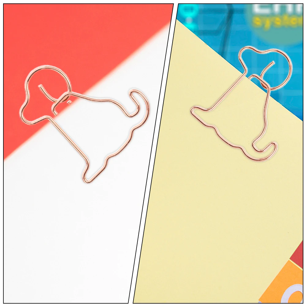 

50pcs Rose Gold Puppy Paper Clips Metal Cartoon Animal Shaped Binder Pins for Office ganizing Files Photos