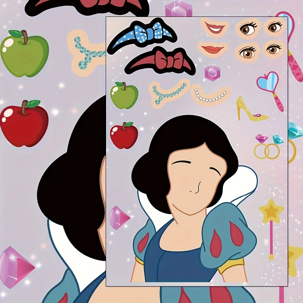 8 Disney Princess cartoon stickers, matte finish, self-adhesive PVC  Irregular shape, English, disposable, used forDIY scrapbook