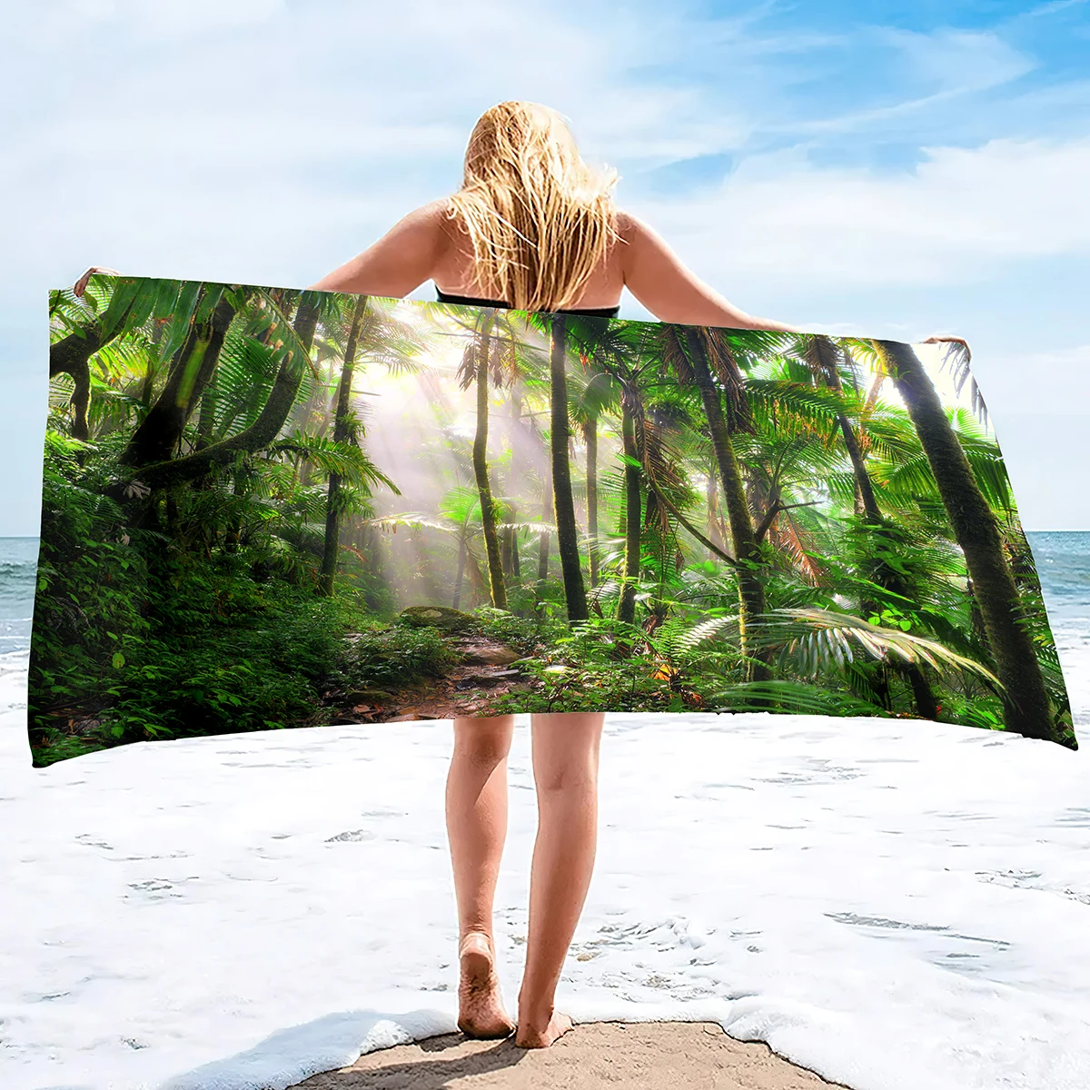 Jungle Forest Oversized Microfiber Beach Towel,Thin Lightweight Pool Swim Bath Shower Towel,Quick Dry Sand Proof Beach Towel