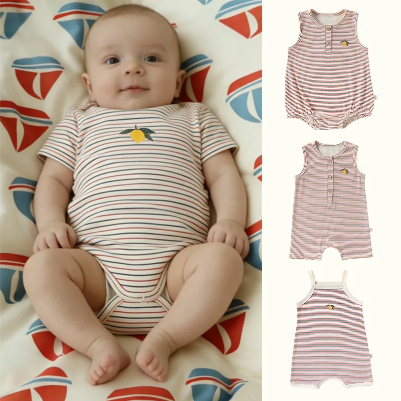 

Новый летний полосатый комбинезон-слип для новорожденных мальчиков и девочек