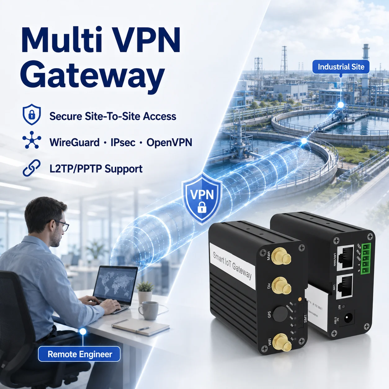 Industrial 4G VPN Router OpenWrt Gateway With Layer 2 Transparent Bridge, PLC Remote Access, Modbus MQTT and Multi VPN Support