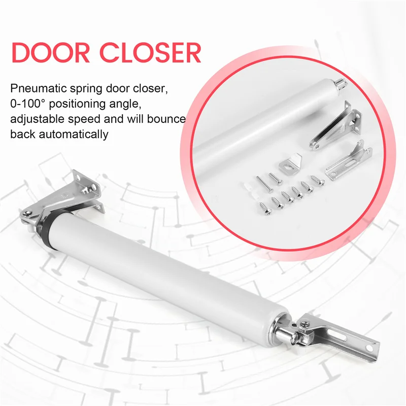 

Exquisite-Pneumatic Door Closer Soft Close Automatic Door Close Stop Door Hardware Gas Spring Door Closer 100 Degree