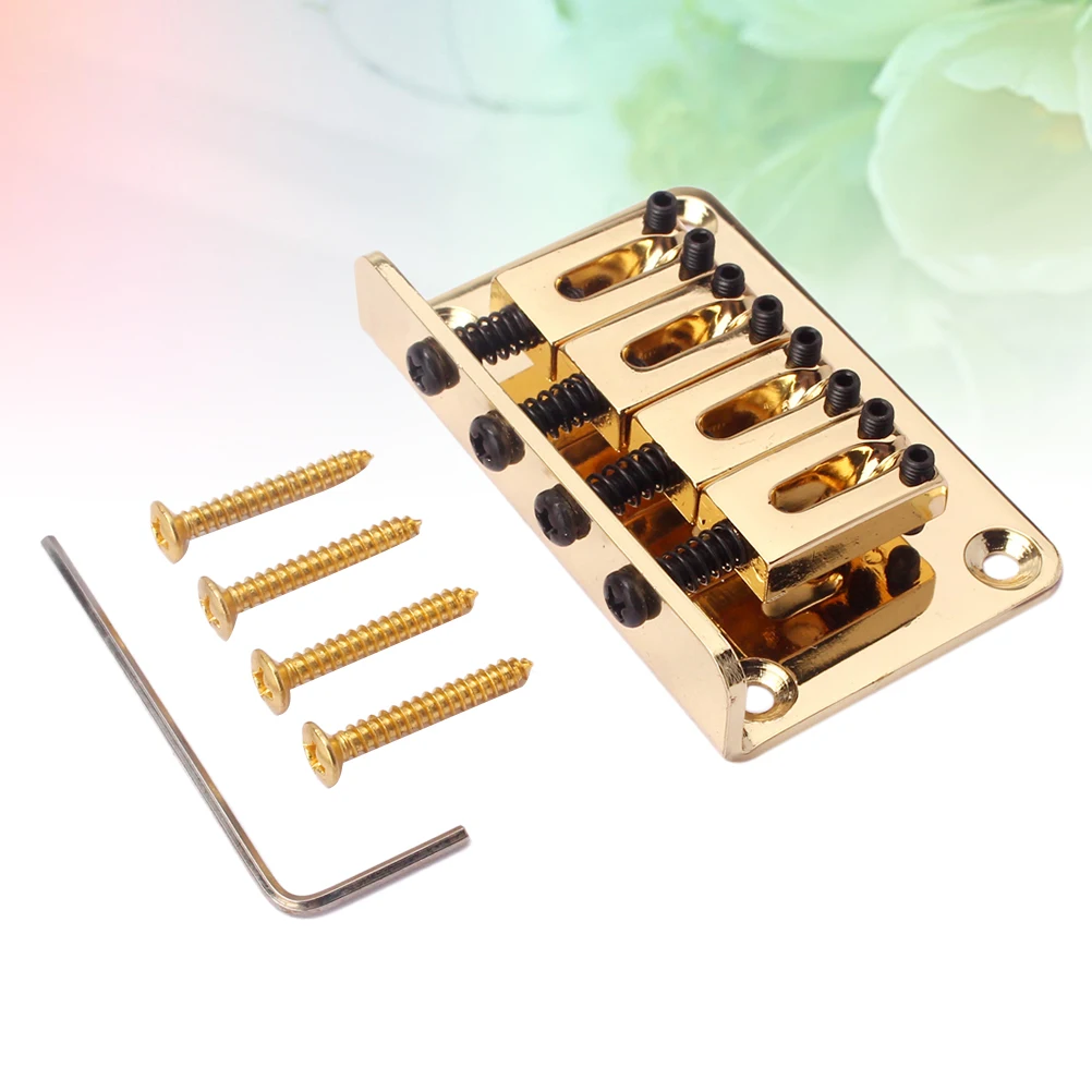 

Golden Guitar String Bass 4 Screws Vintage Adjustable Guitar Bridge With 4 Screws Height Vintage Style Bridge Sweet Tone Solid