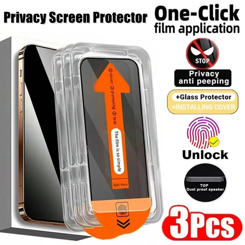 

1-3 шт. Защитные пленки для экрана с функцией разблокировки по отпечатку пальца для Samsung Galaxy S24 S23 S22 S26 Plus S25 Ultra, защитное стекло с функцией защиты конфиденциальности и антишпионской защитой