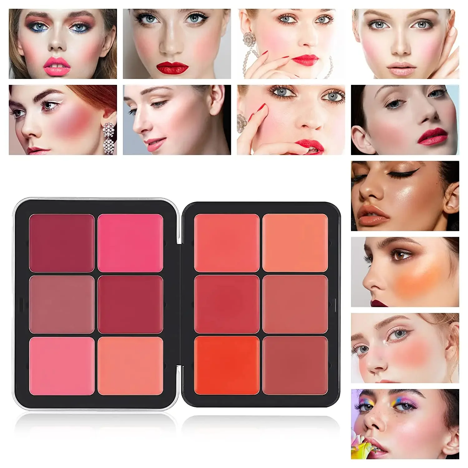 Paleta de colorete cremoso HD, 12 tonos, mate, cubierta de crema, larga duración, maquillaje