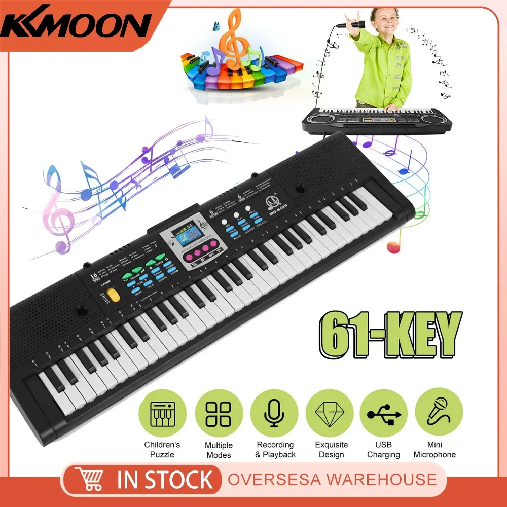 Tastiera elettronica multifunzionale a 61 tasti per bambini, microfono per pianoforte elettrico digitale, strumento per tastiera elettronica per principianti