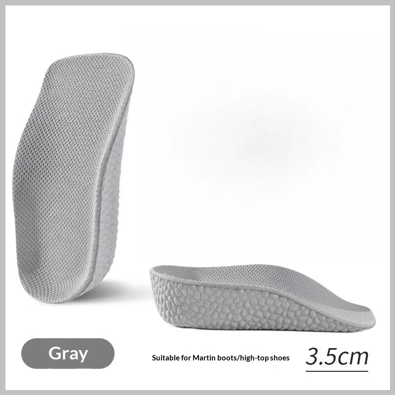 3.5cm Invisible Height Boost Insoles Unisex Arch Support Sweat Wicking Comfort Shoe Inserts for Flat Feet