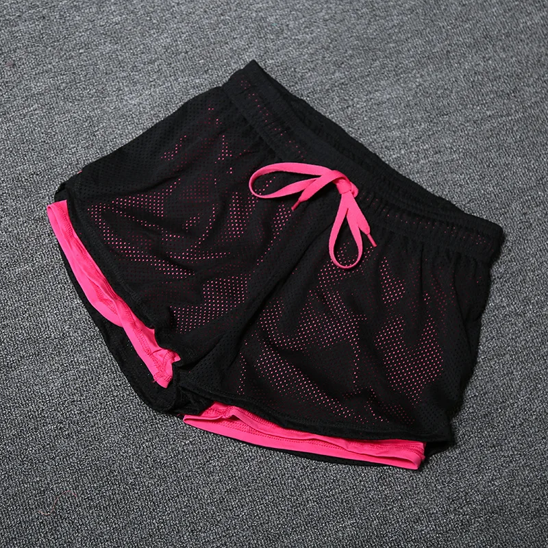 Summer Mesh Sports Shorts Women\'s Fake Two Piece Light Proof Fitness Shorts Quick Drying Breathable Elastic Yoga Pants Running 5