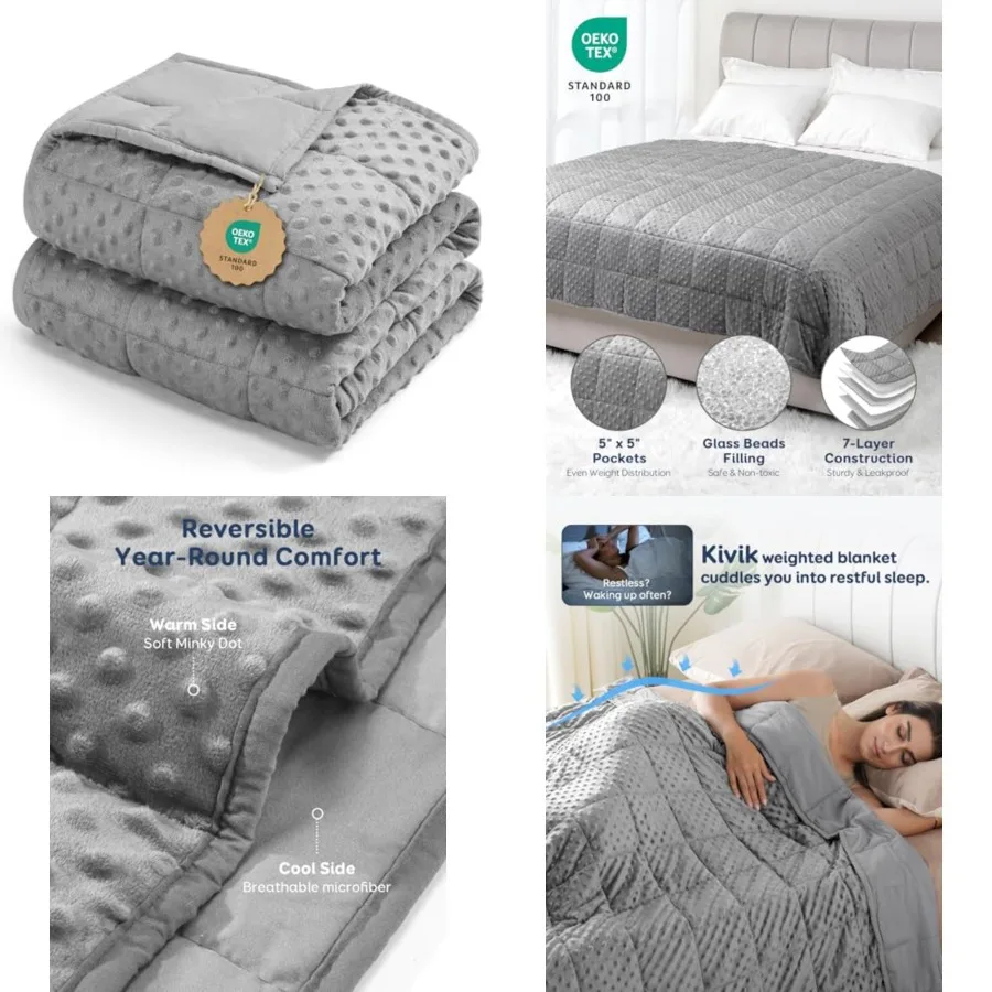 

Breathable Weighted Blanket for Adults, 15 lbs Ultra Soft Minky Dot Heavy Blankets, Reversible Cooling and Warm Blanket for All