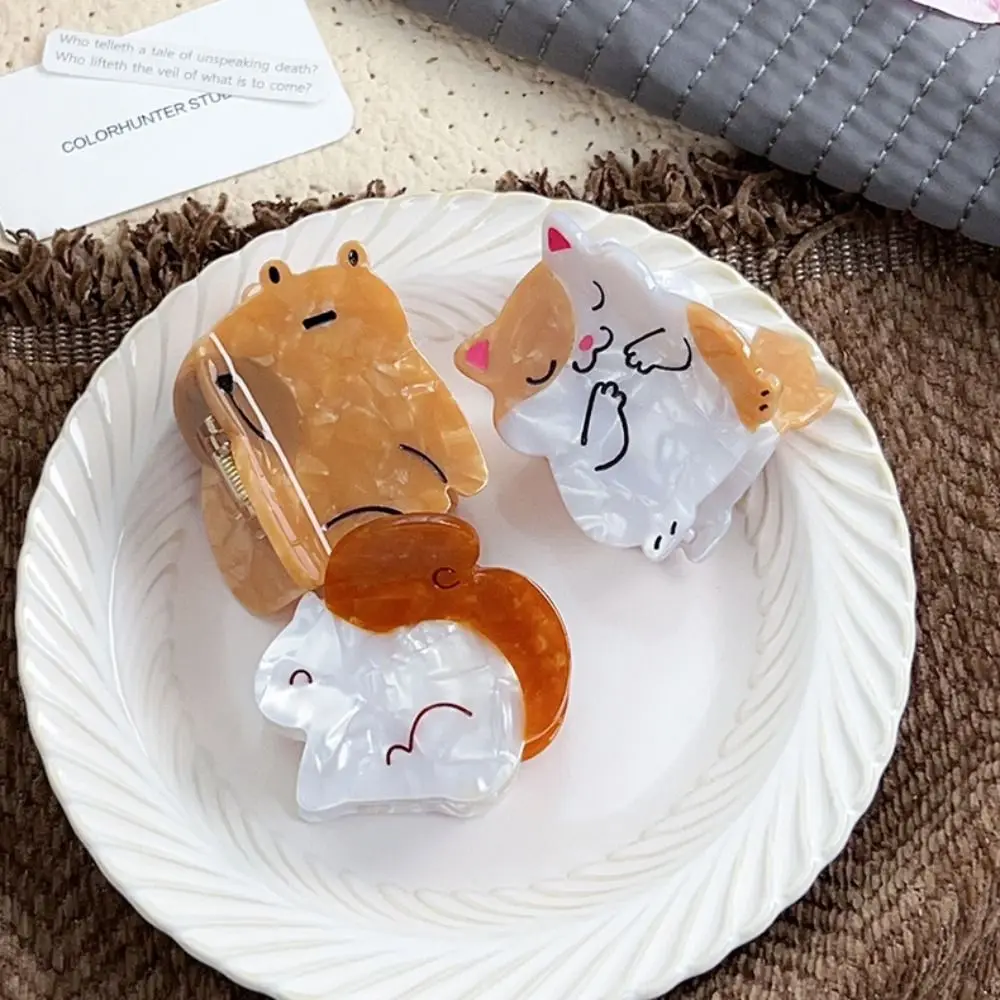 

Cute Cat Capybara Hair Clip Cartoon Creative Acetate Kitty Hair Claw Fashion Headwear Squirrel Hairpin Hair Accessories