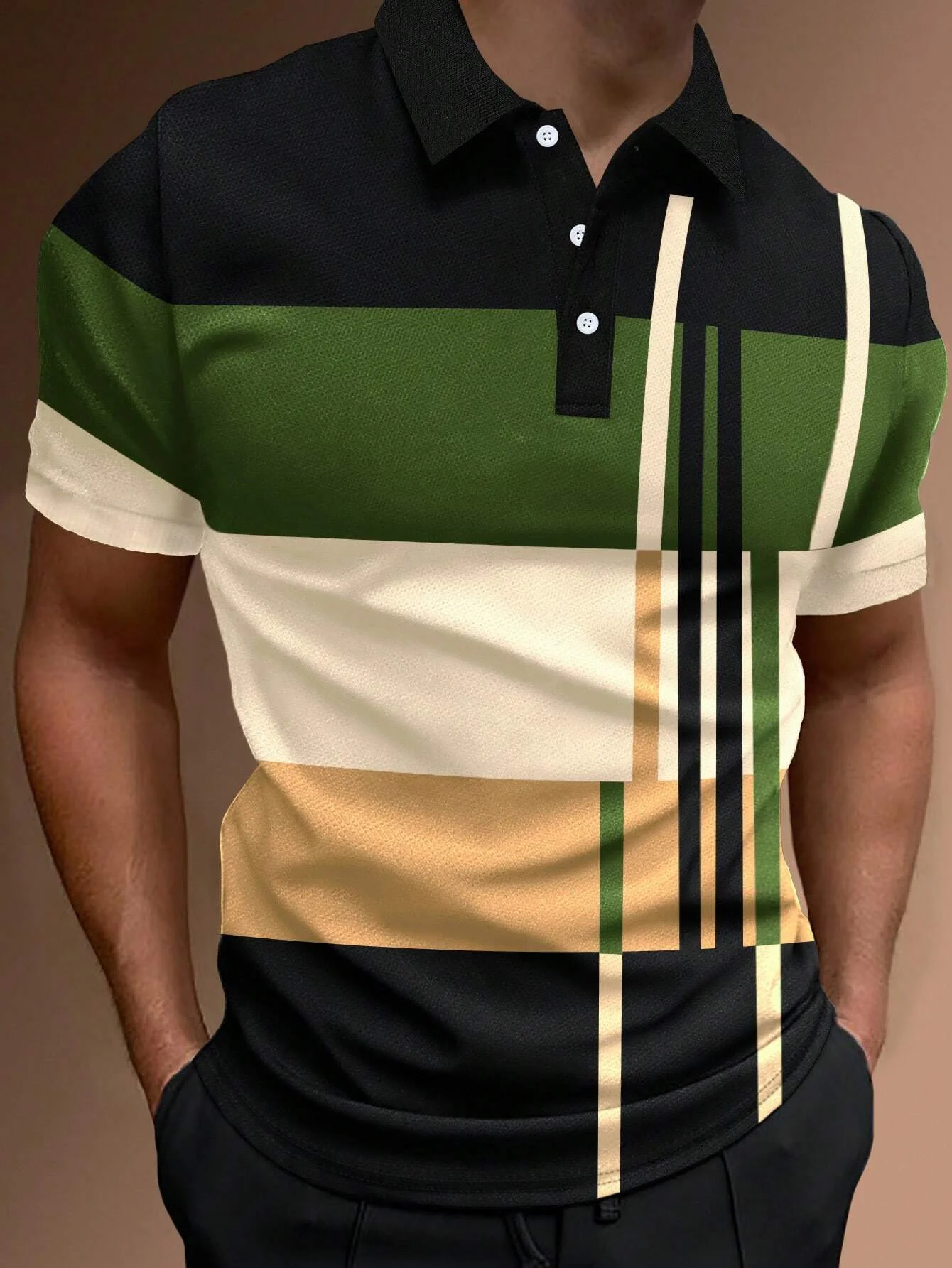 2024 Fashion Striped Print Polo Shirt Summer Men Vintage Clothing High Quality Casual Tops Tees Fashion Button Lapel Camiseta