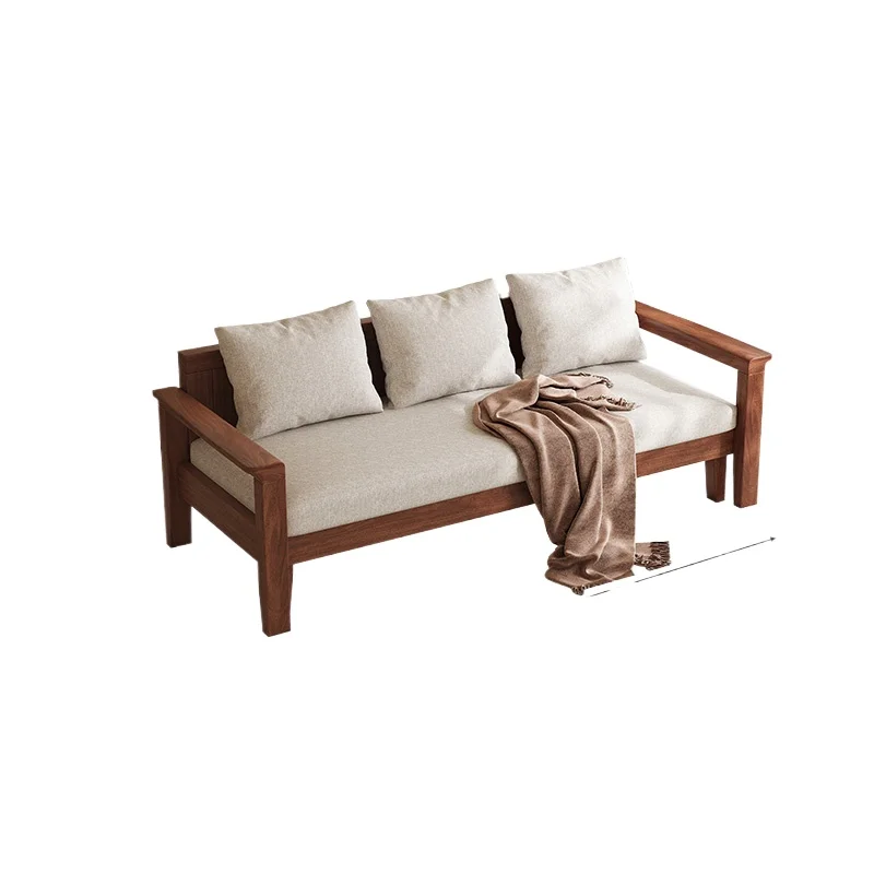 

New Chinese black walnut full solid wood sofa bed household living room small apartment integrated