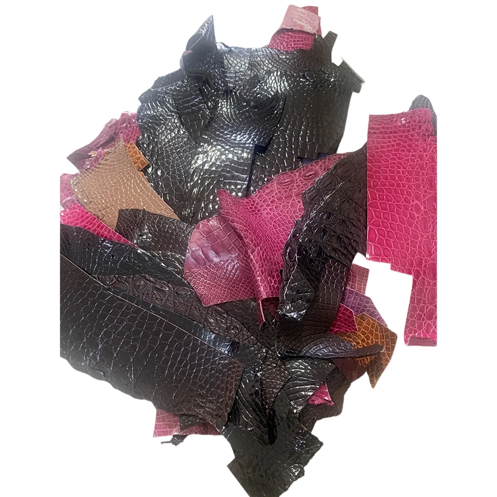 Colorful Genuine Leather Crocodile Belly Material, Making Watch Straps, Keychains, Pendants, DIY Leather Accessories, 0.6-0.8mm