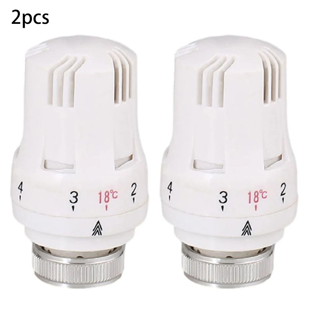 2PCS Thermostatic Radiator Valve Head M 30 X 1.5 Adjustable Straight Type Liquid Heating System Thermostatic Valve Radiator