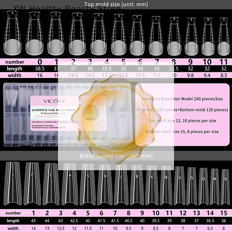 240個/箱 サンドイッチ型ネイルフォーム オーバルネイルエクステンションフォーム トップフォーム ボトムフォーム クイックネイルエクステンション用