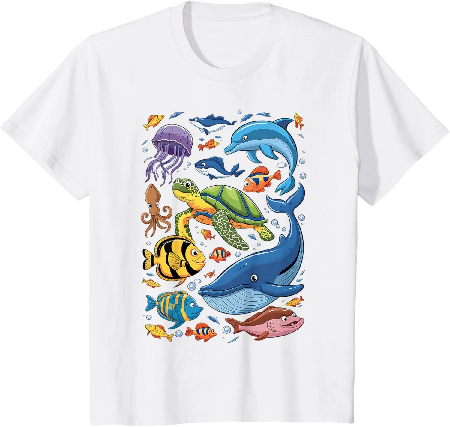 Sea Creature Animal Marine Ocean Life Turtle Whale Dolphin T-Shirt Unisex Children’s Wear Cotton Short Sleeve Graphic T Shirts