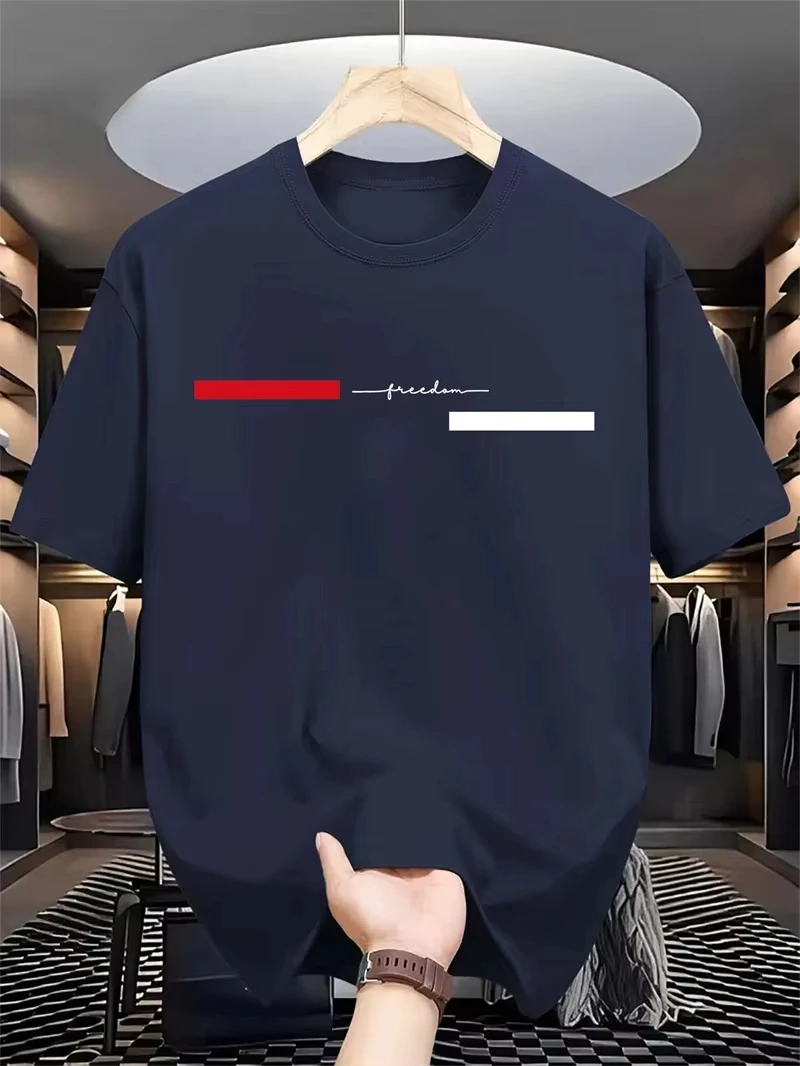 Einfache, modische, gestreifte Grafik-T-Shirts für Herren, Sommer, lässige T-Shirts mit Buchstaben-Print, lockere Streetwear, Harajuku-T-Shirts, Oberteile
